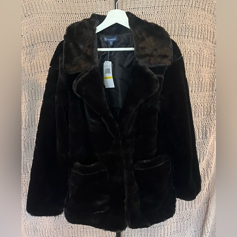 Democracy - Black Faux Fur Coat - Medium